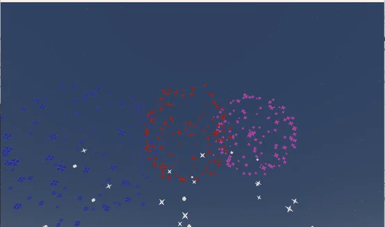 マイクラの夜空に打ち上がる花火